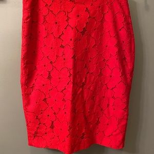 Red lace banana republic pencil skirt